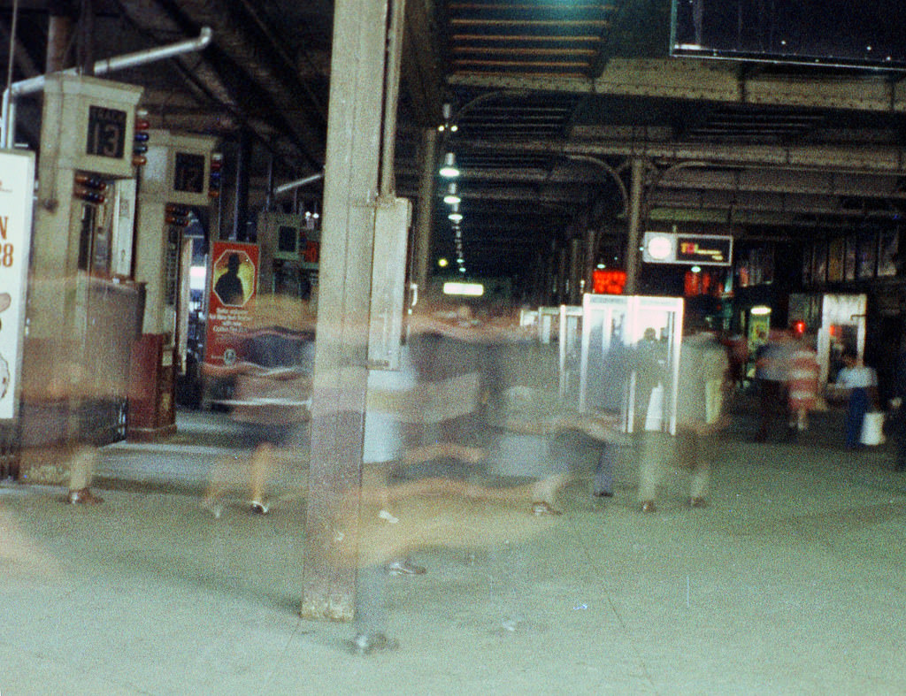 Commuters at the Hoboken Erie Lackawanna Train Terminal, 1975