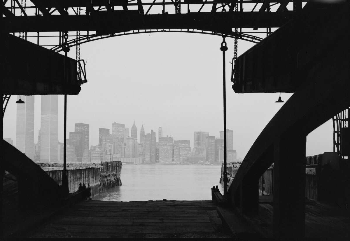 Abandoned ferry piers at the Central Railroad of New Jersey Terminal in Jersey City, 1976
