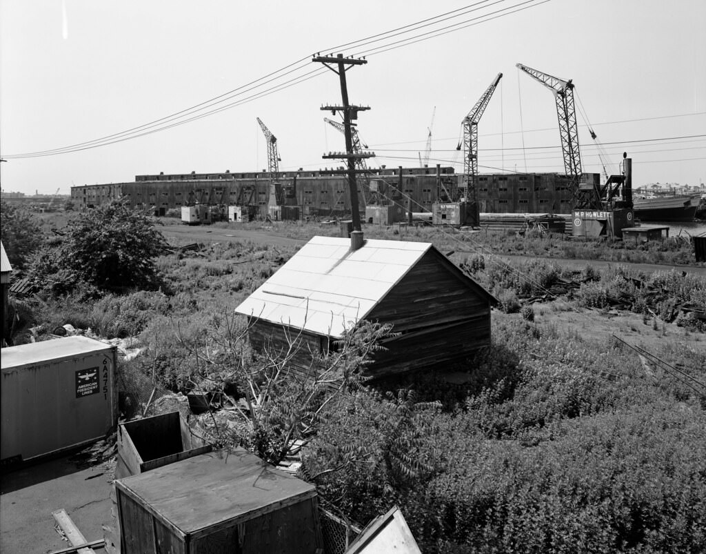 Rotting Lehigh Valley Railroad Pier G on the Morris Canal in Jersey City, 1975