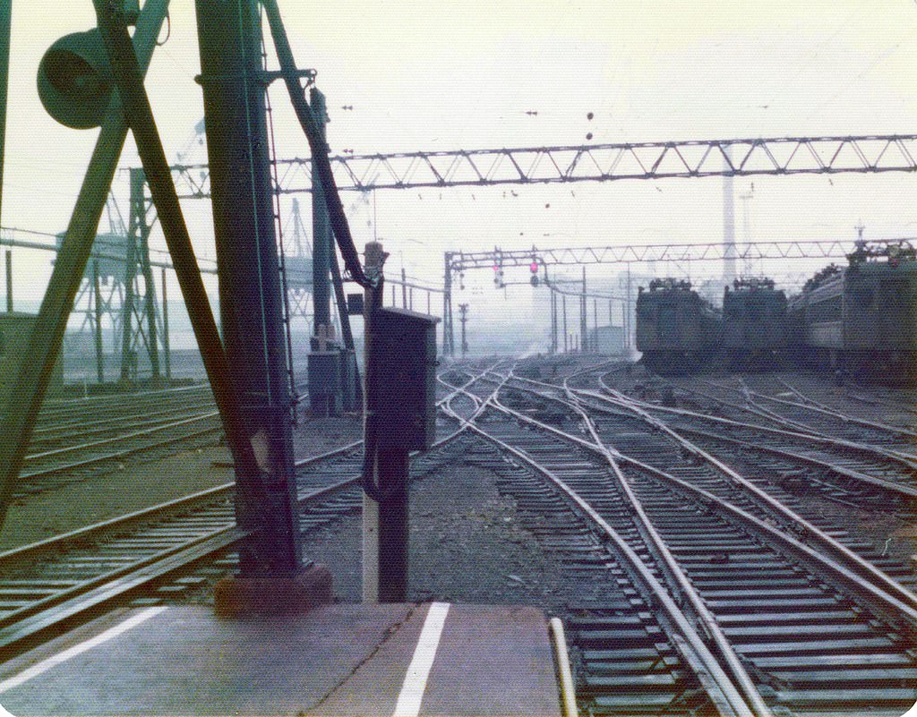 Passenger platforms at the Hoboken Erie Lackawanna Terminal, 1975