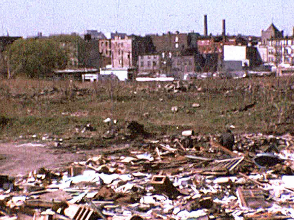 Wasteland at the end of Henderson Street by the Morris Canal in Jersey City, 1976