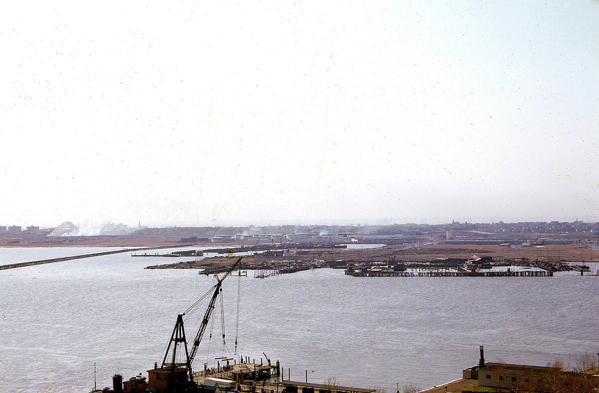 Industrial ruins at Black Tom, the Exxon tank farm, and Caven Point pier in Jersey City, 1973