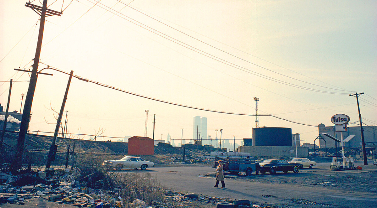 Jersey City waterfront and a Tulsa gas station, 1979