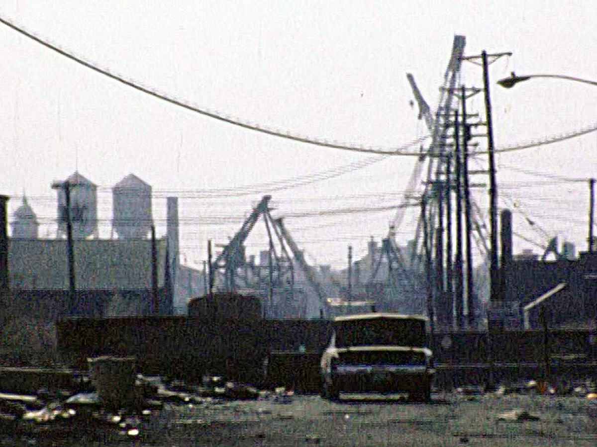 Washington Street and the Morris Canal small basin in Jersey City, 1976
