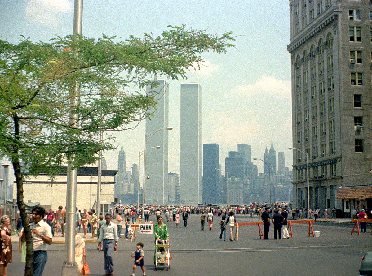 Exchange Place and the World Trade Center on Bicentennial Day in Jersey City, 1976