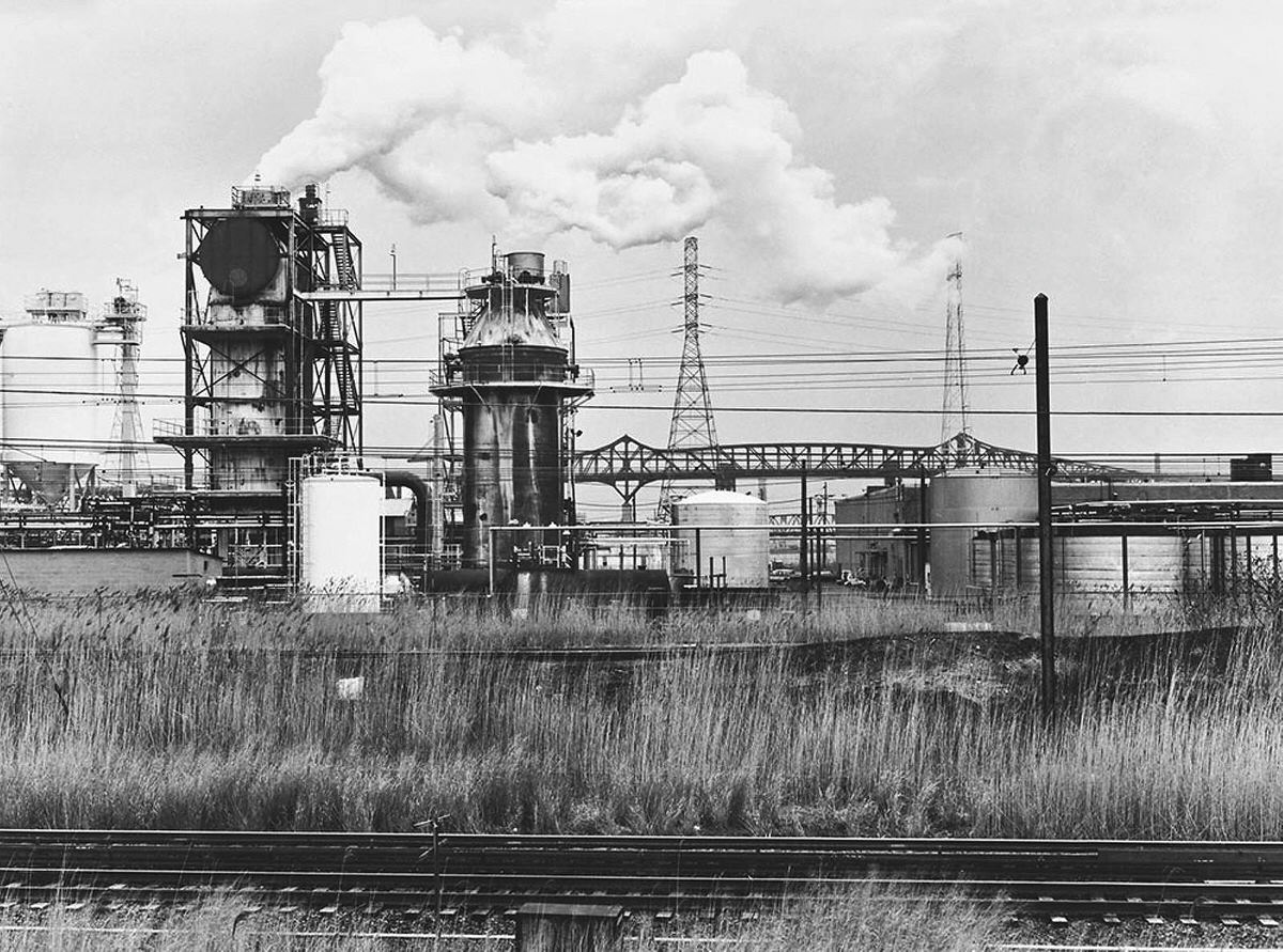 Industrial landscape and garbage dumps in the Meadowlands at Kearny, 1976