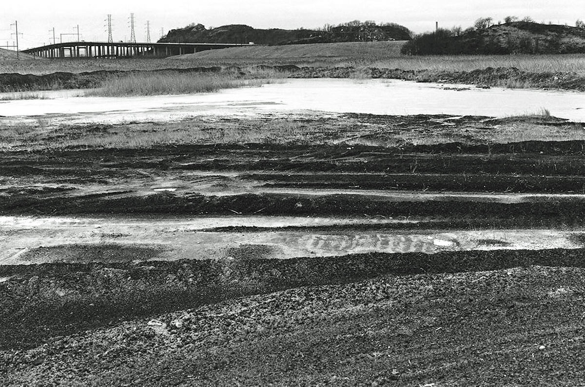 New Jersey Turnpike and power lines in the Meadowlands, 1977