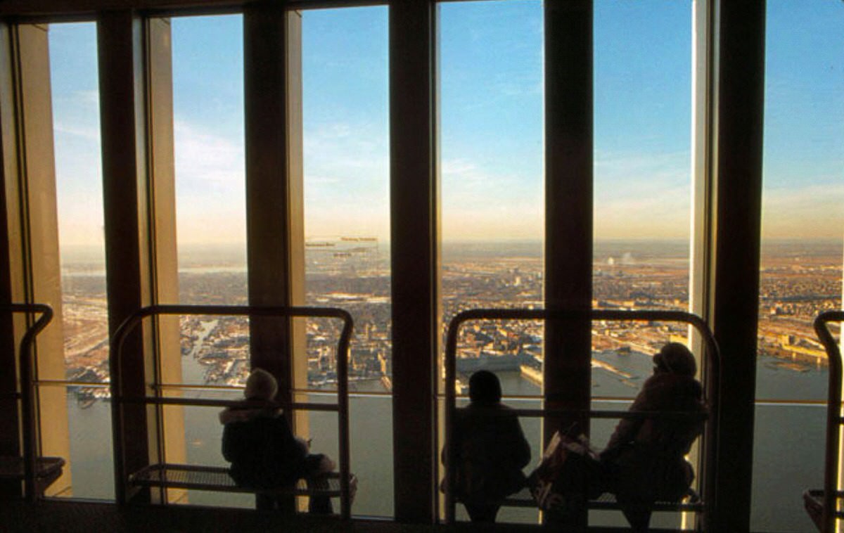 Industrial Jersey City, the Colgate plant, and the Morris Canal seen from the World Trade Center, 1976
