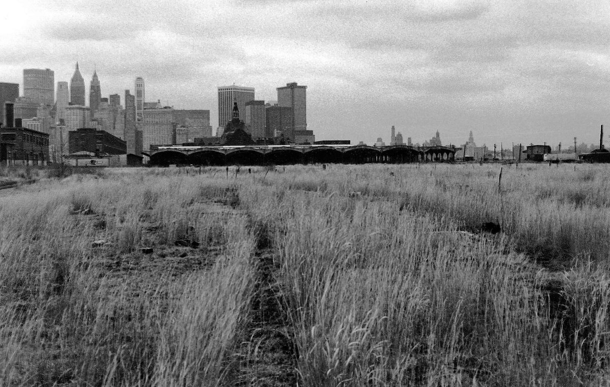 Abandoned Central Railroad Terminal and rail yards in Jersey City, 1975