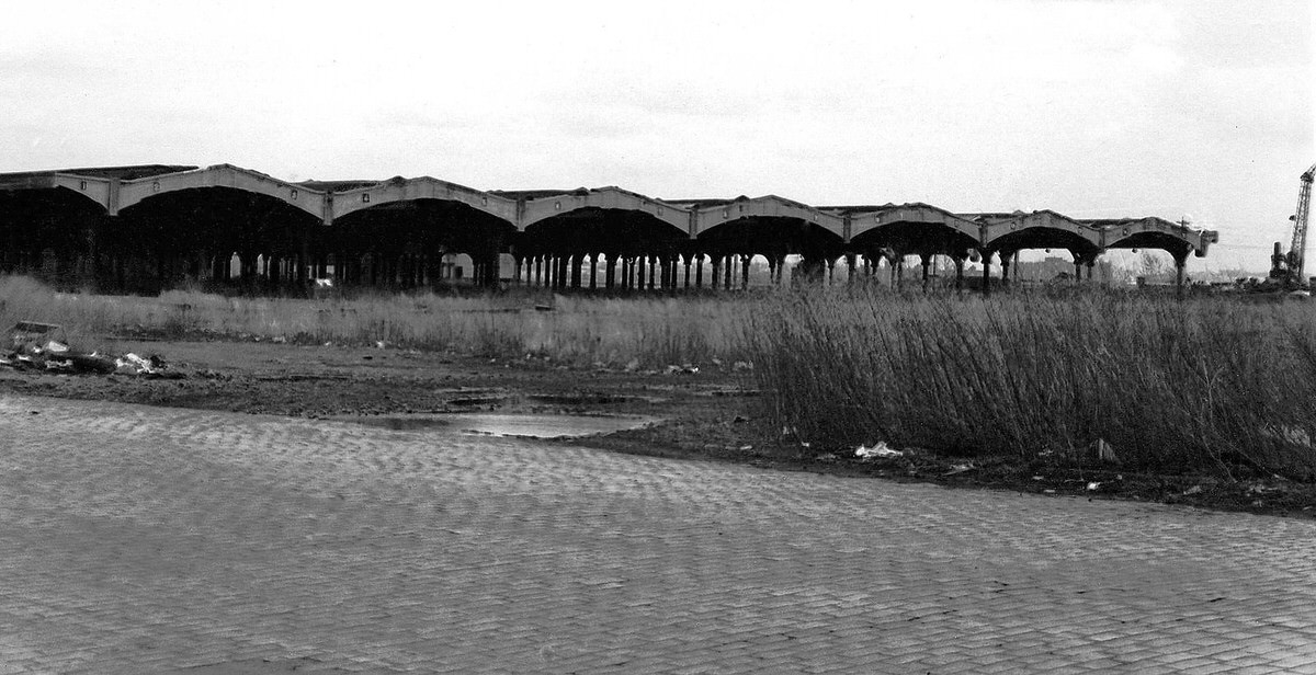 Central Railroad of New Jersey train shed at the end of Johnston Avenue in Jersey City, 1975