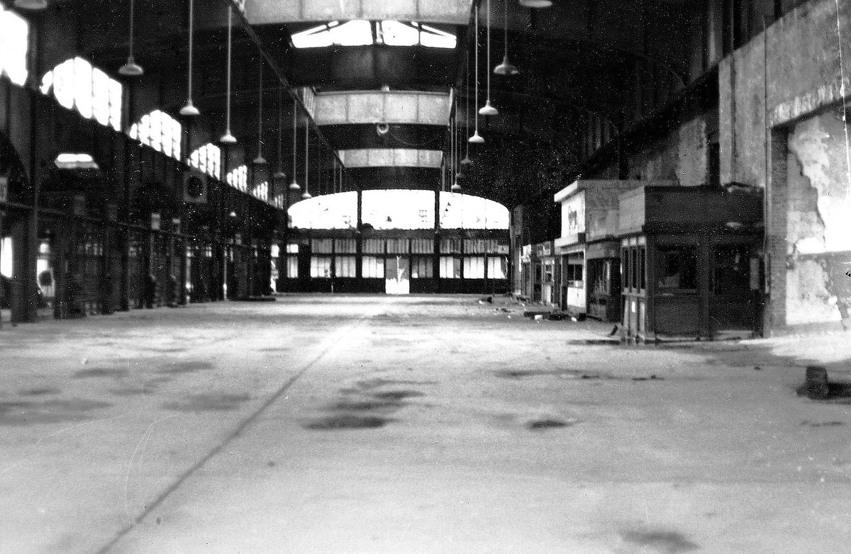 Interior of the abandoned Central Railroad of New Jersey terminal in Jersey City, 1975