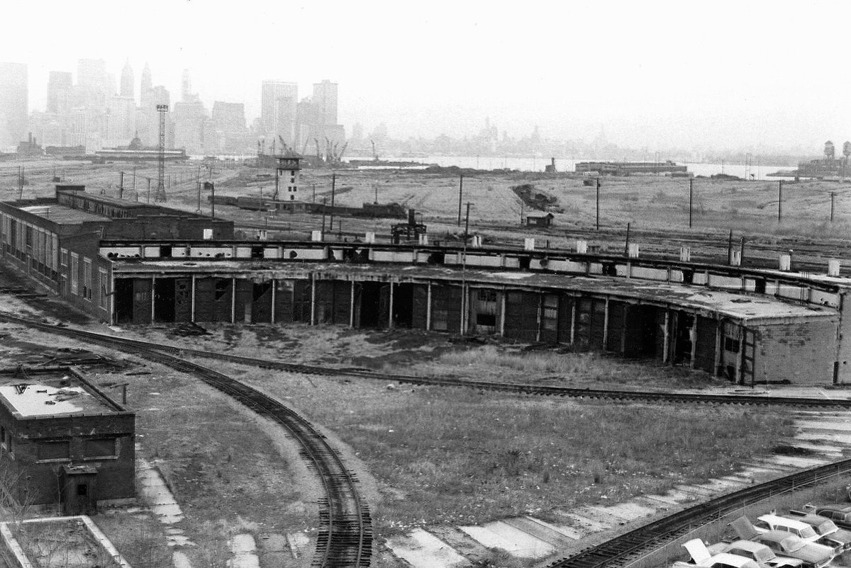 Central Railroad of New Jersey roundhouse site in Jersey City, 1975