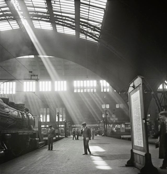 Sunlight streaming into the Bahnhof Zoo railway station in Charlottenburg, Berlin, 1930s