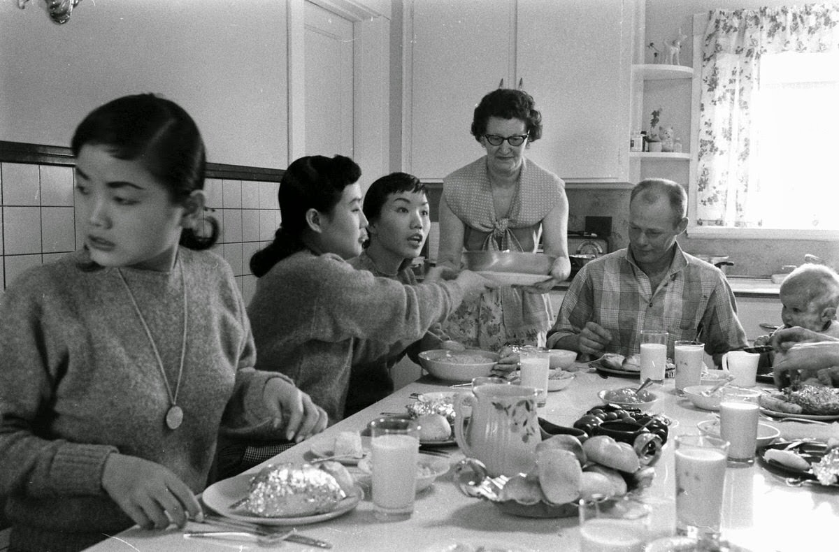 The Kim Sisters with their manager's family in Illinois, ,1960