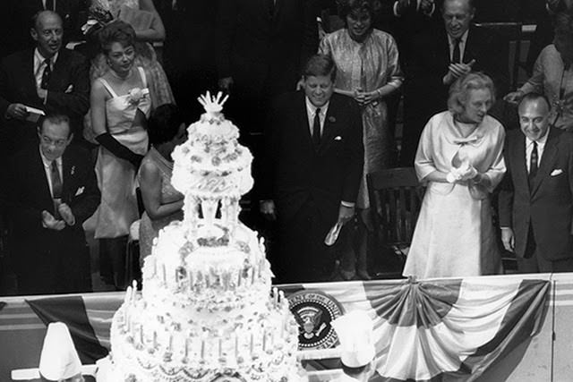 Birthday cake at Madison Square Garden during a Birthday Salute for President Kennedy, 1962