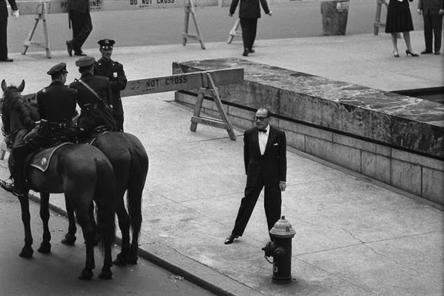 Jack Benny outside Madison Square Garden prior to attending a Birthday Salute for JFK, 1962