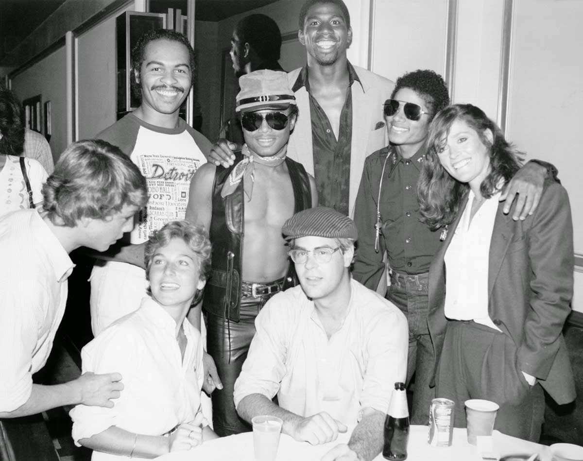 Magic Johnson, Marlon Jackson, Michael Jackson, Tatum O’Neal, Dan Aykroyd and Margot Kidder, 1979