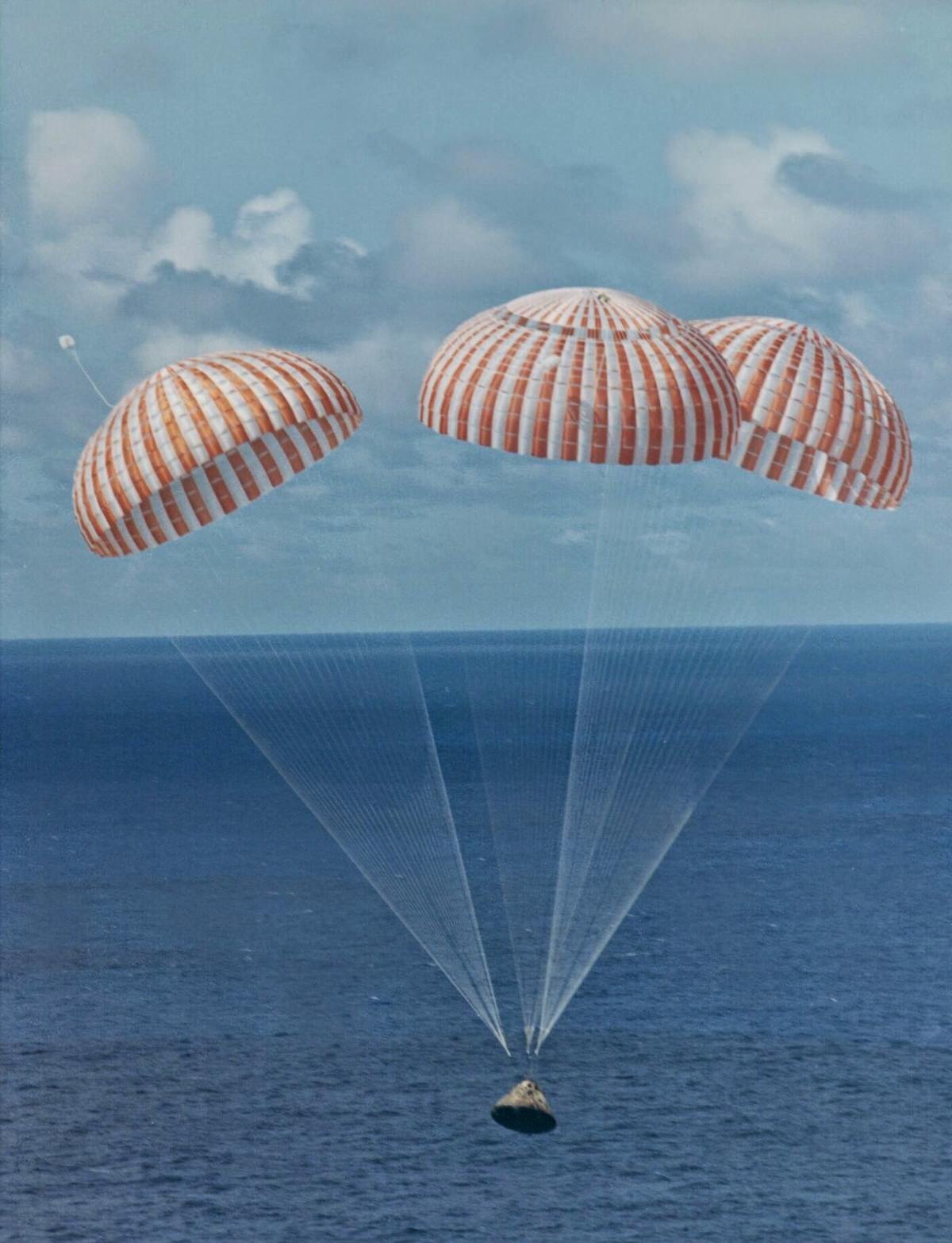 Splashdown of the Apollo 14 command module, Apollo 14, February 1971.