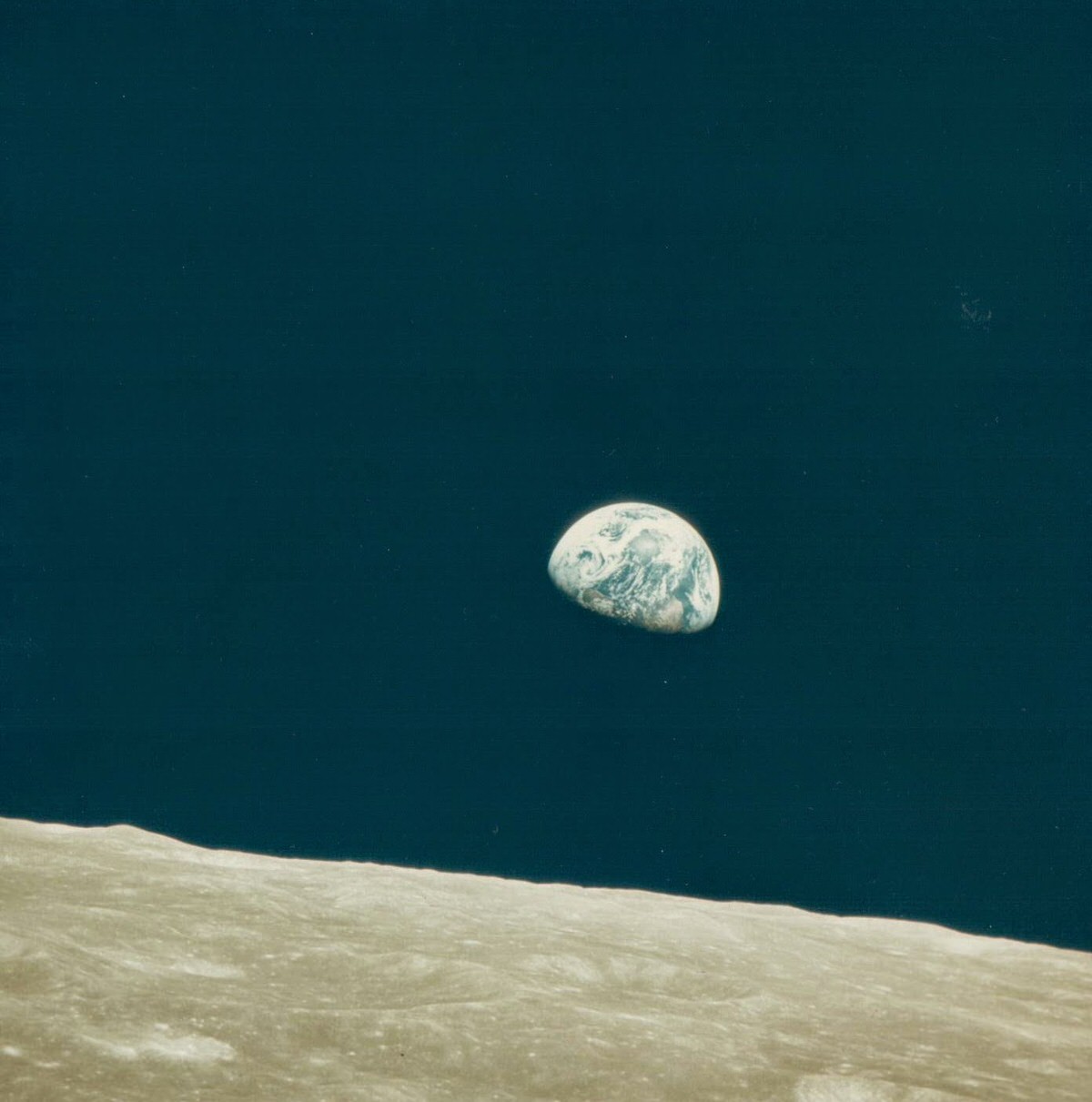 Earthrise, the first ever witnessed by human eyes, Apollo 8, December 1968.