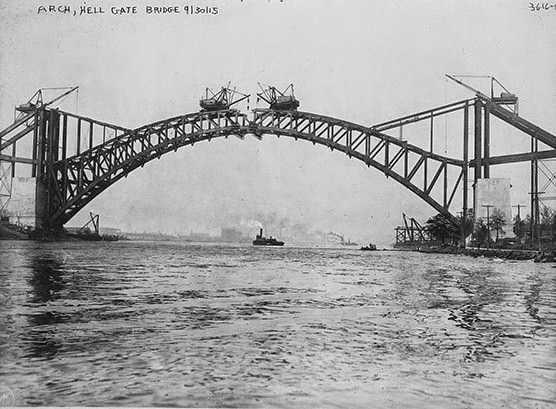 Hell Gate Bridge connecting Queens and Randall’s Island, 1915