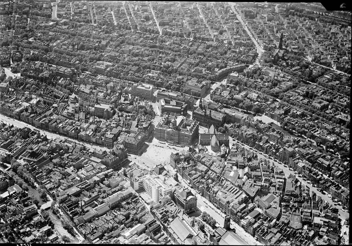 Aerial view of Amsterdam, 1920s-1940s.