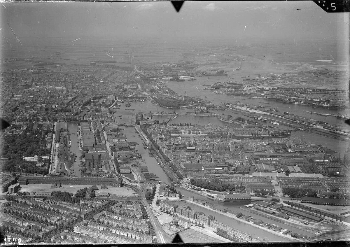Aerial view of Amsterdam, 1920s-1940s.