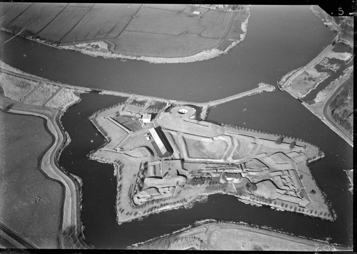 Aerial view of Fort Uitermeer, 1920s-1940s.