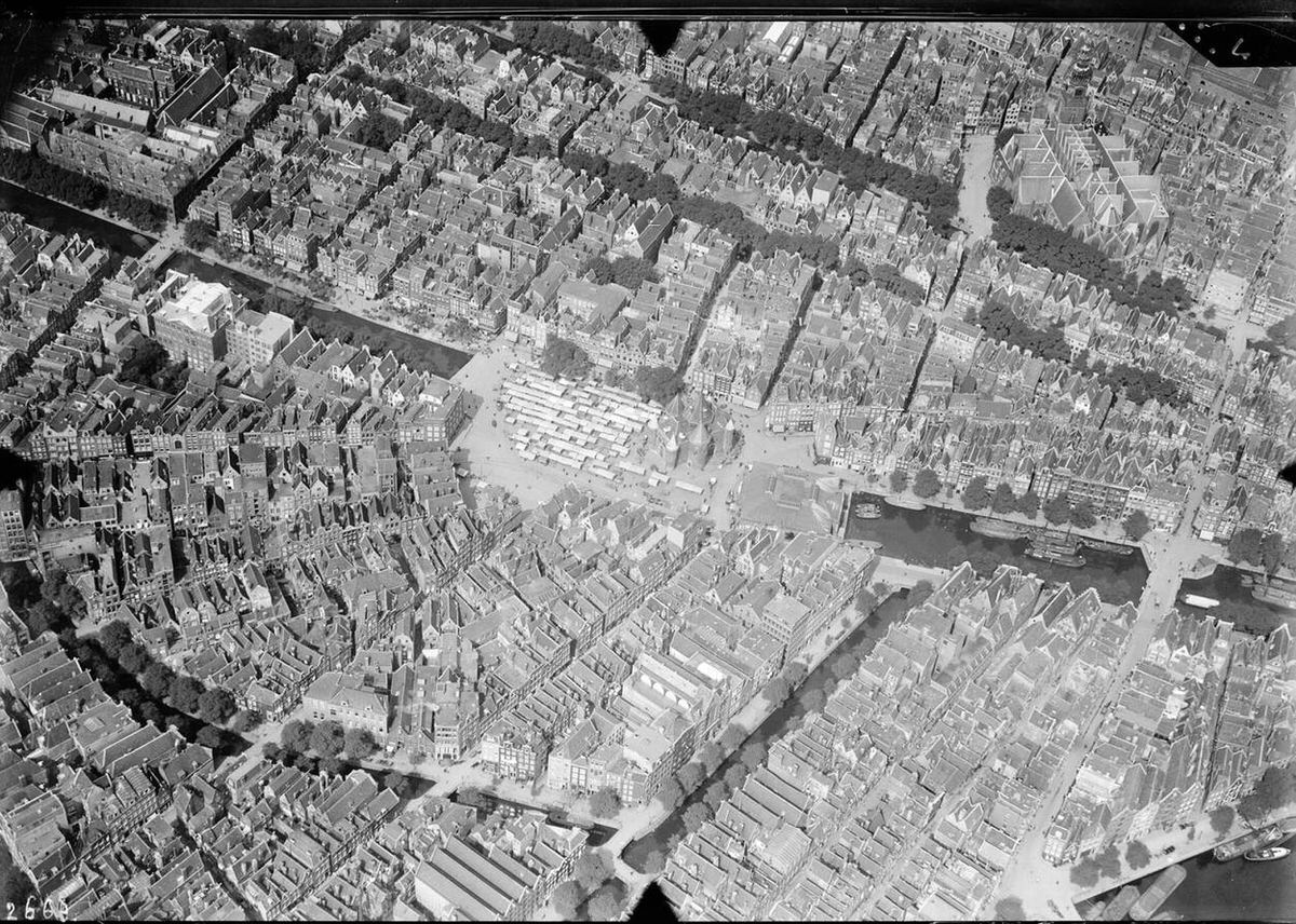 Aerial view of Amsterdam, 1920s-1940s.