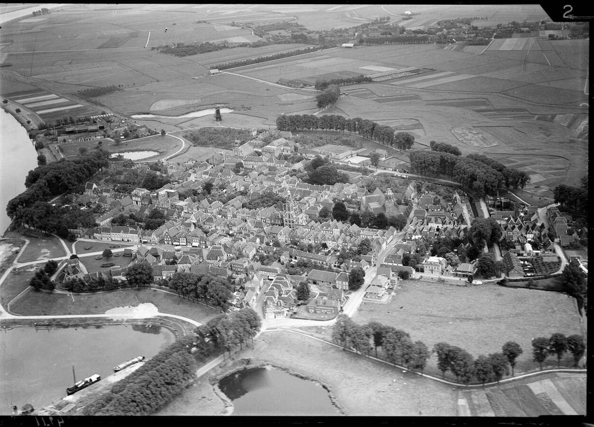 Aerial view of Heusden, 1920s-1940s.