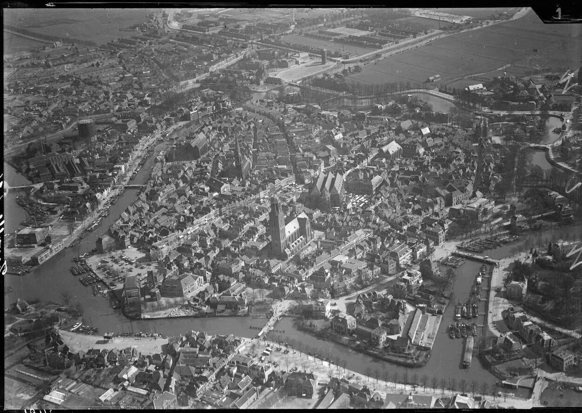 Aerial view of Zwolle, 1920s-1940s.
