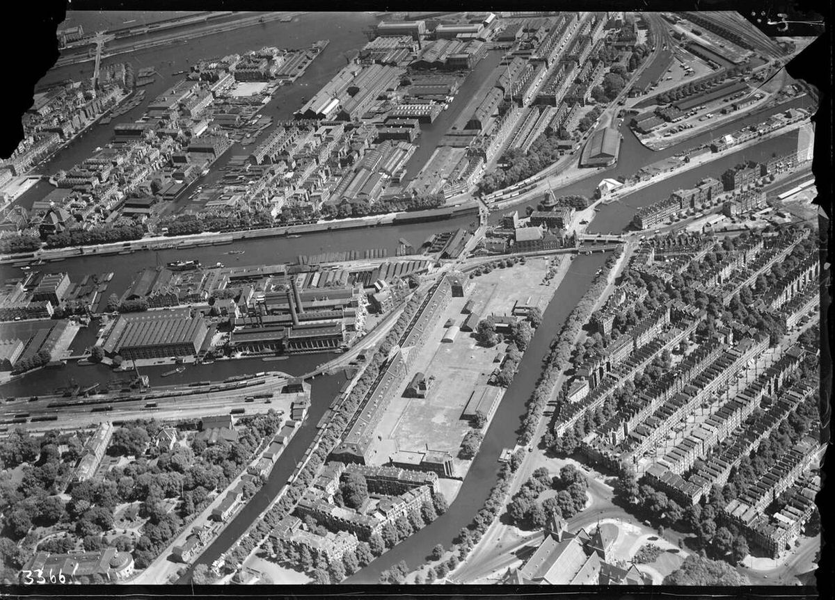 Aerial view of Amsterdam, 1920s-1940s.