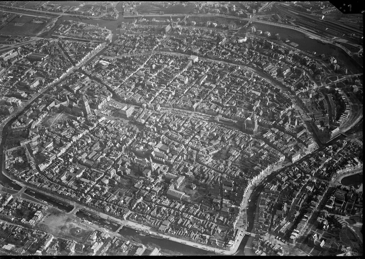 Aerial view of Groningen, 1920s-1940s.