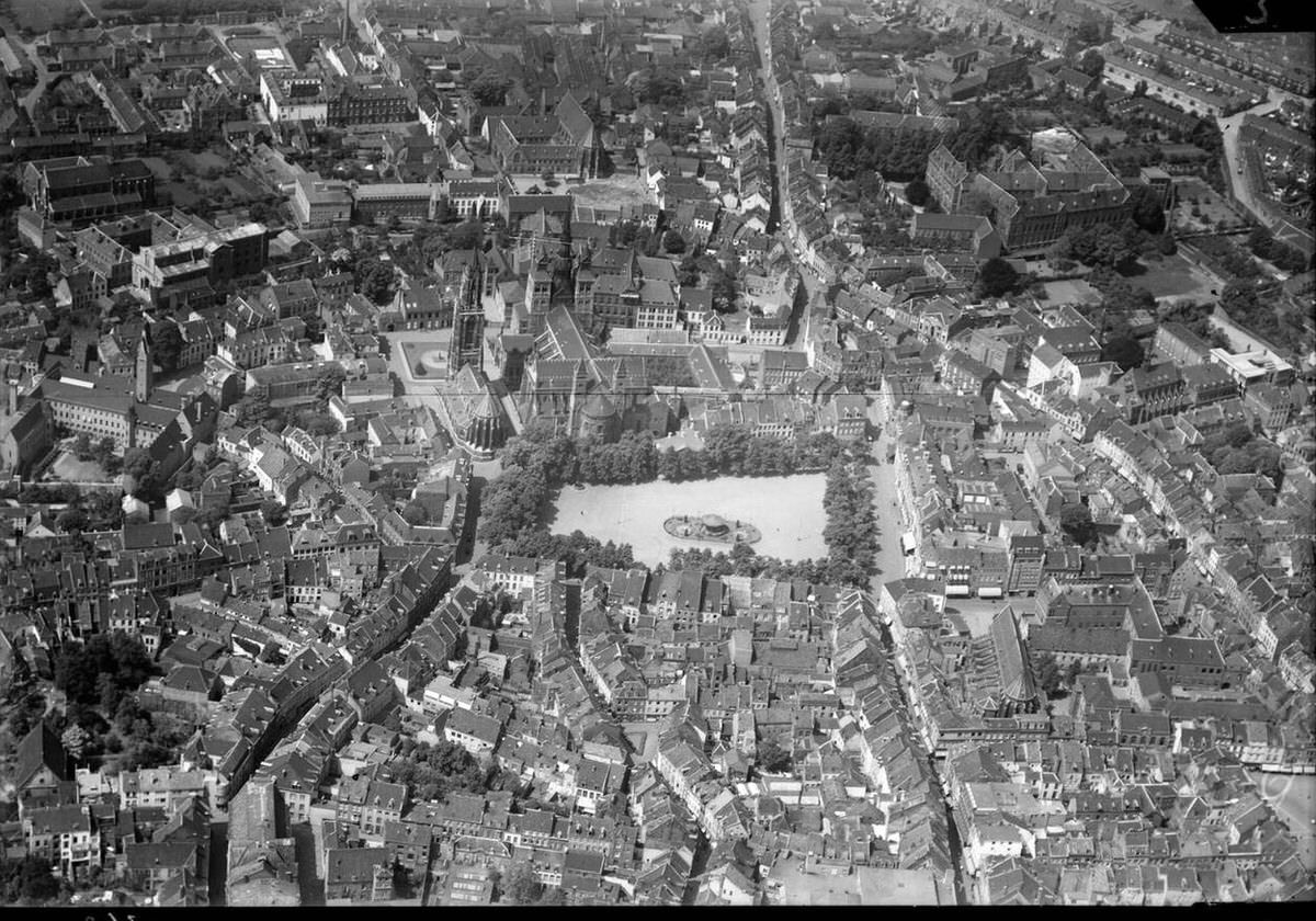 Aerial view of Maastricht, 1920s-1940s.