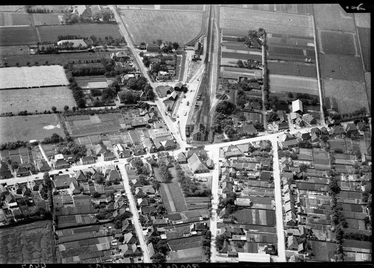 Aerial view of Roodeschool, 1920s-1940s.
