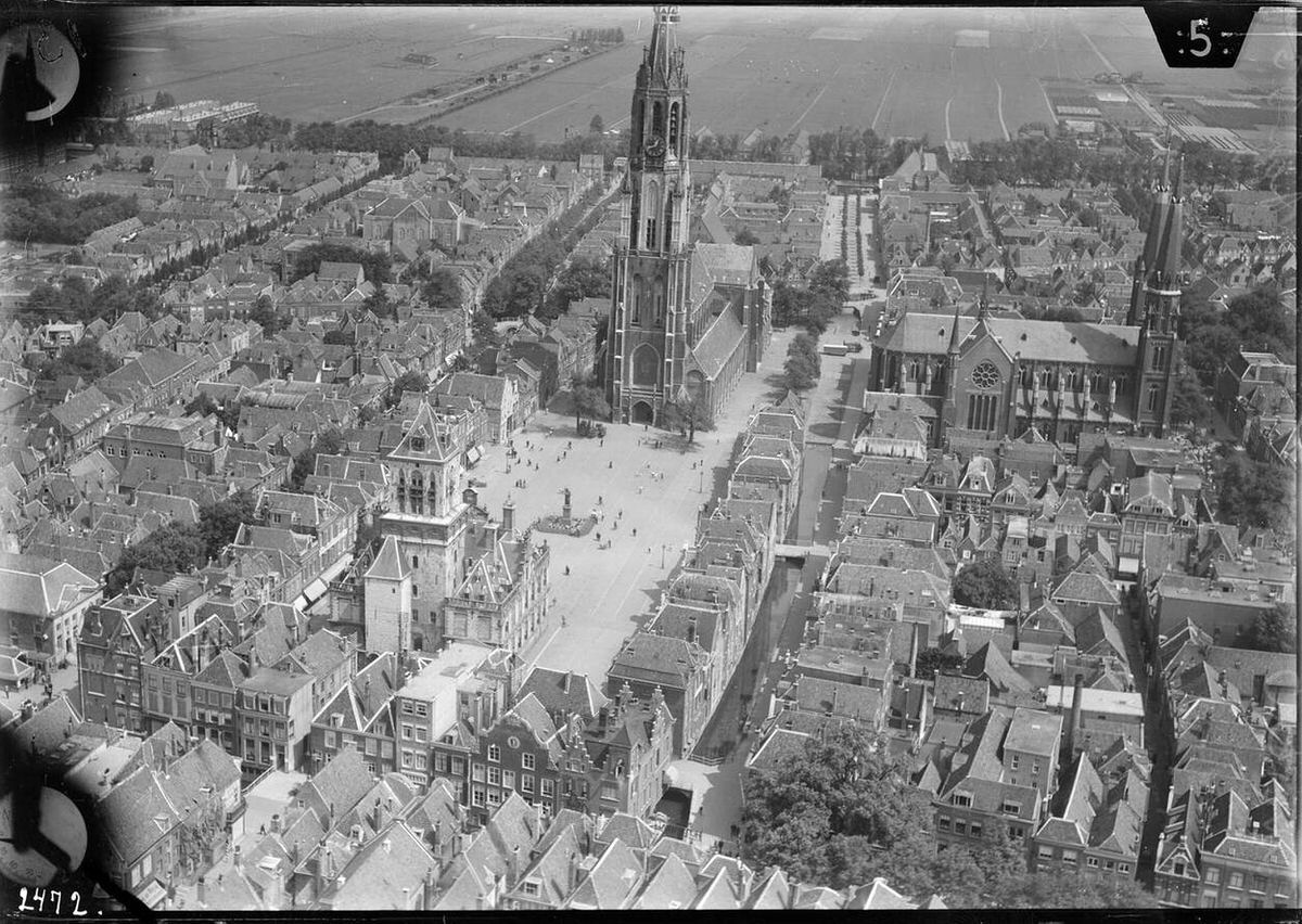 Aerial view of Delft, 1920s-1940s.