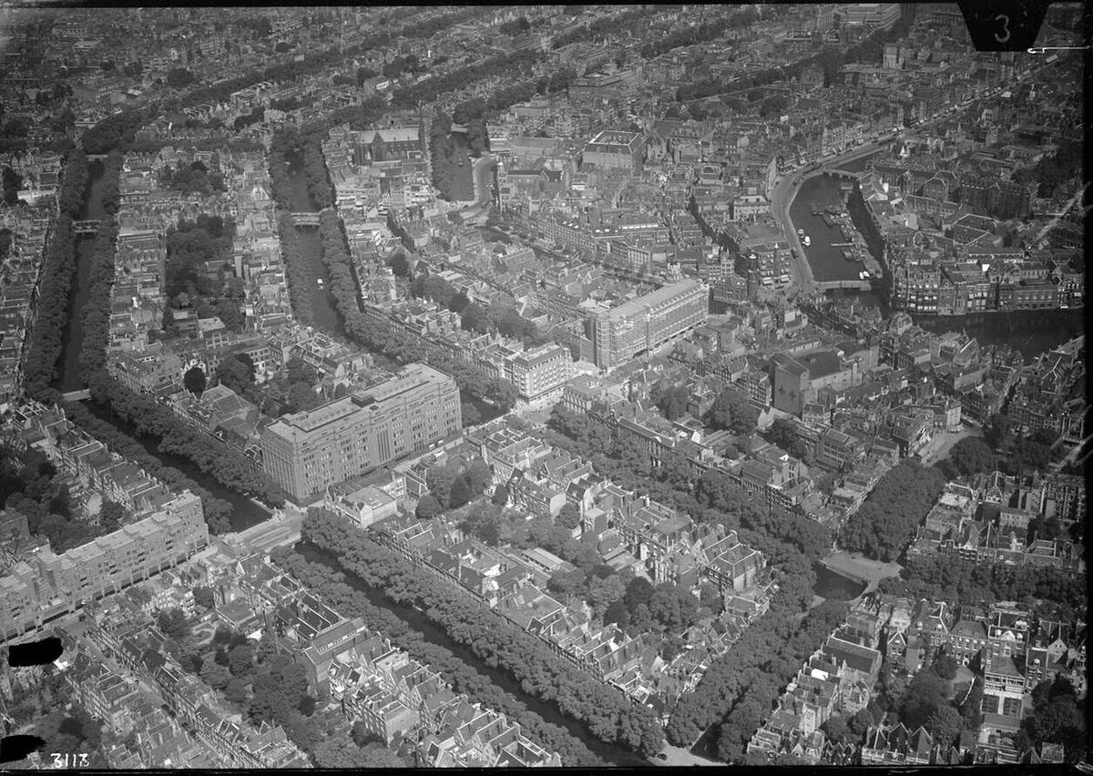 Aerial view of Amsterdam, 1920s-1940s.