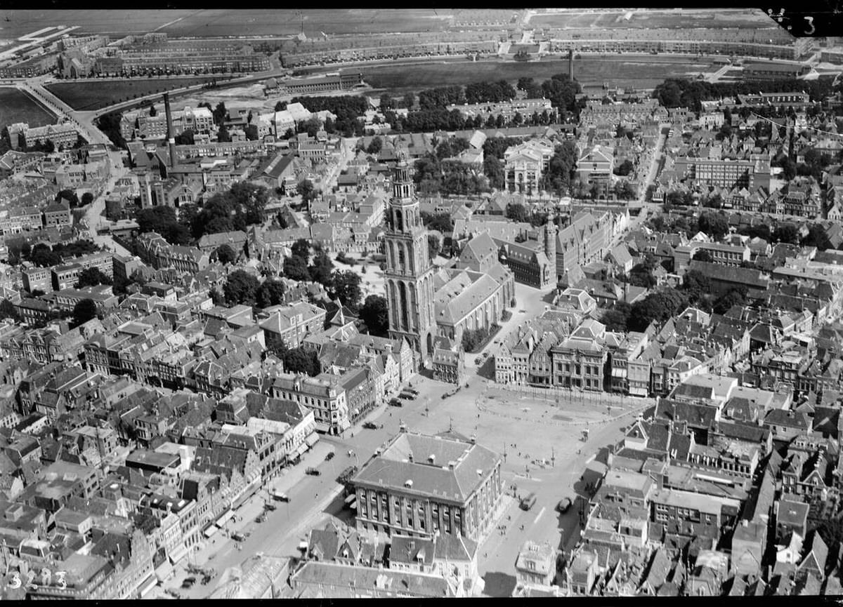 Aerial view of Groningen, 1920s-1940s.