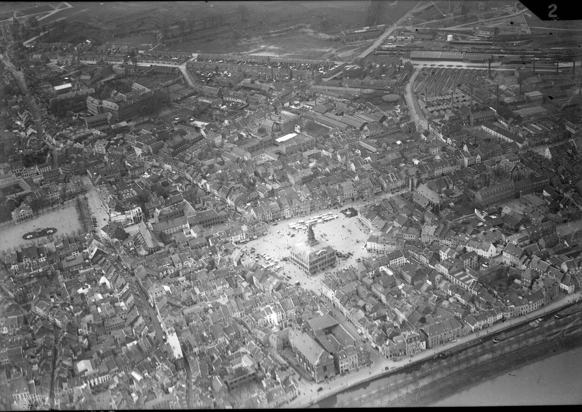 Aerial view of Maastricht, 1920s-1940s.