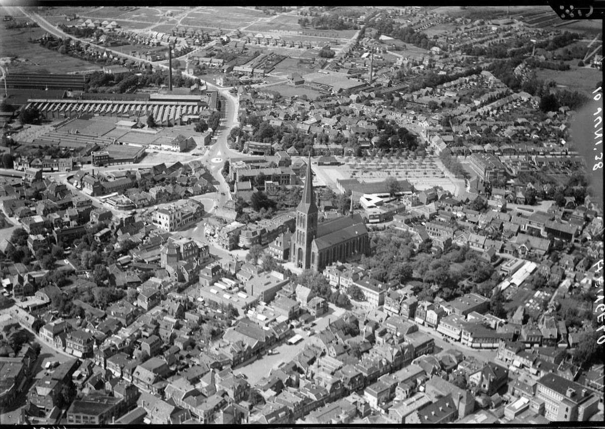 Aerial view of Hengelo, 1920s-1940s.