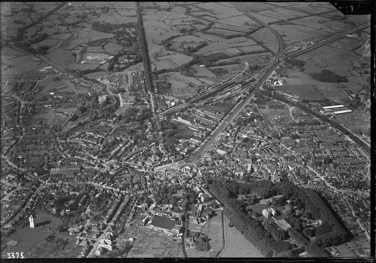 Aerial view of Almelo, 1920s-1940s.