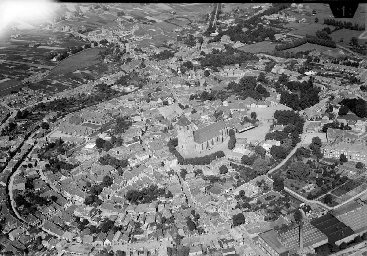 Aerial view of Oldenzaal, 1920s-1940s.