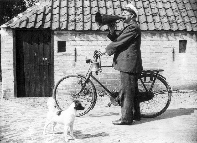 Town-crier announcing the latest news on the island of Terschelling, the Netherlands, 1938.