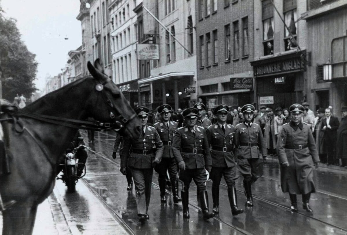 General Friedrich Christiansen arriving in The Hague with German officers, 1940s