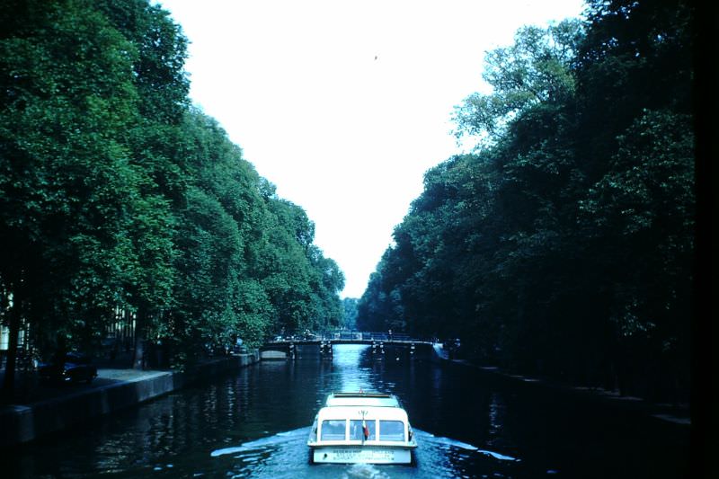 Canal excursion boat in Amsterdam, 1949