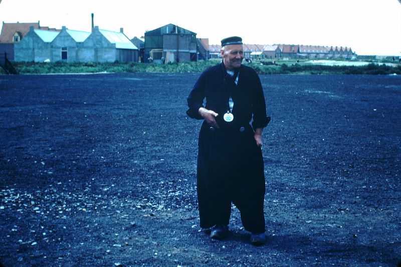 Man in traditional costume in Volendam, 1949