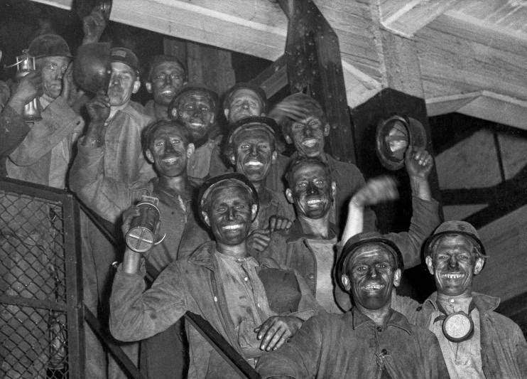 Miners returning from work. Limburg (Dutch province), the Netherlands, 1946.