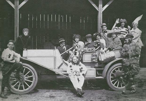 Clowns from the Hollywood Charity Amateur Circus took a break to pose for a photo before a fundraising performance at Monmouth Memorial Hospital in 1909. Courtesy of the Pach Collection.