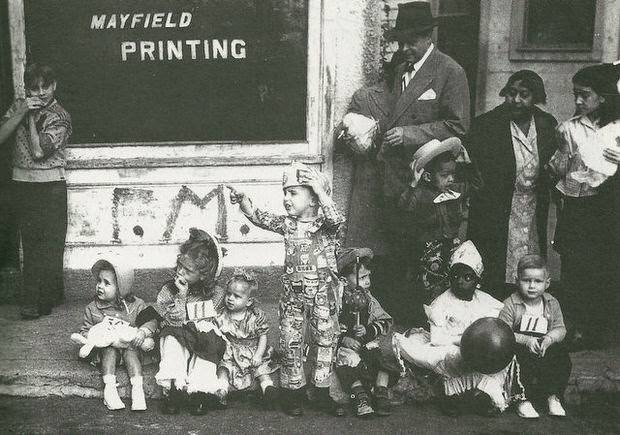 Children from Morristown Neighborhood House, founded in 1898, are shown watching a Halloween parade in October 1948. Courtesy of Neighborhood House.