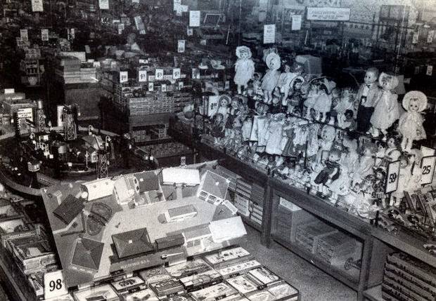 Toy department at Newberry's in Red Bank, 1950s