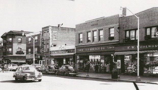 F.W. Woolworth and S.S. Kresge stores in Woodbury, 1954